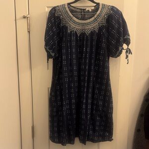 Madewell Navy Dress with Embroidered Detail